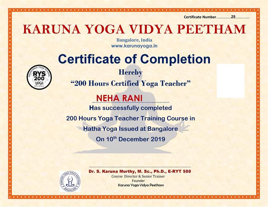 karuna yoga certificate 